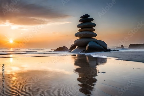 stack of stones on the beach