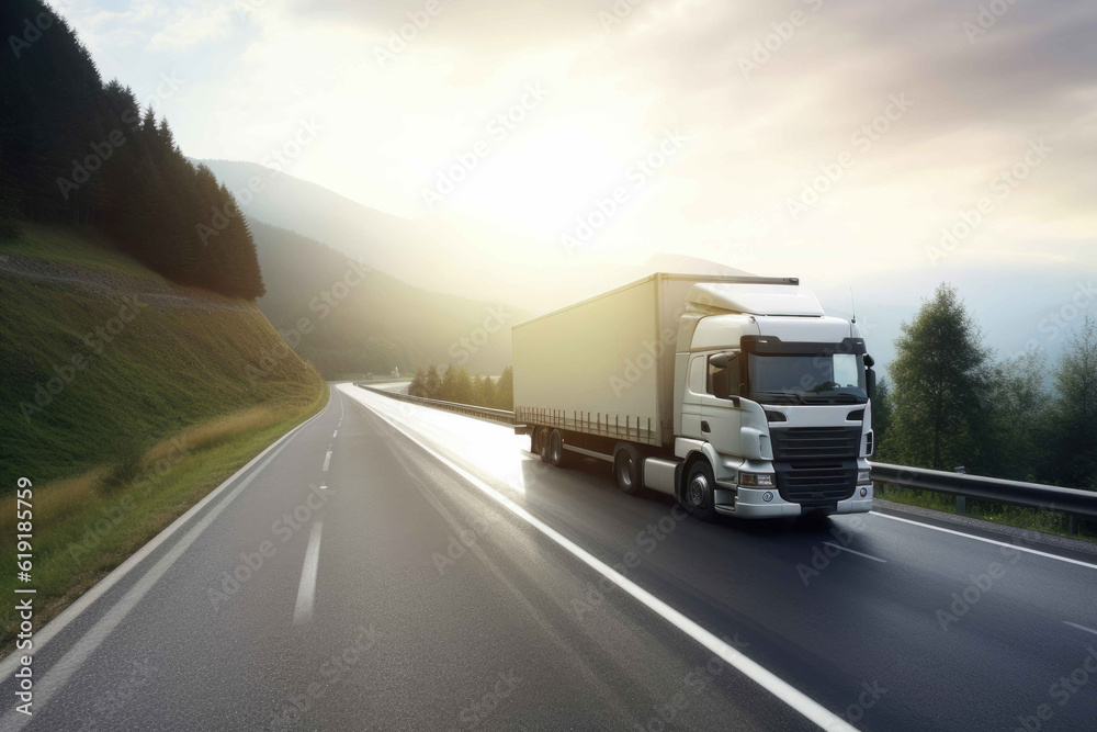 Thrilling Trucking Adventure on the Open Road. Generative AI