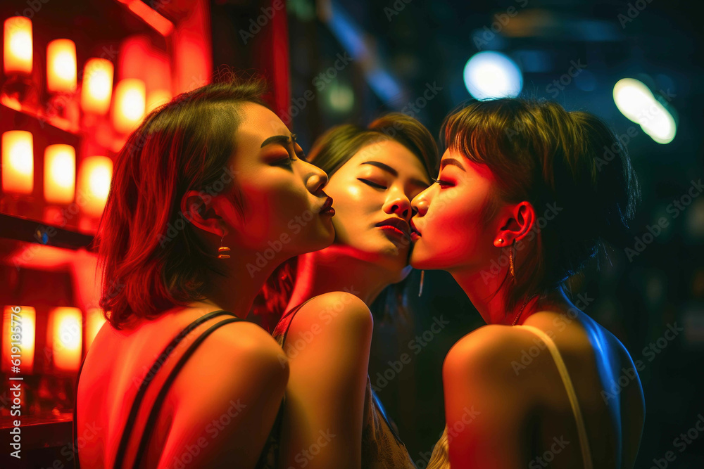 Enchanting Nightclub Kiss. Generative AI