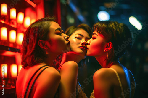 Enchanting Nightclub Kiss. Generative AI