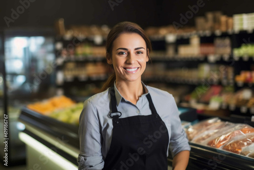 Radiant Grocery Store Staff Member. Generative AI