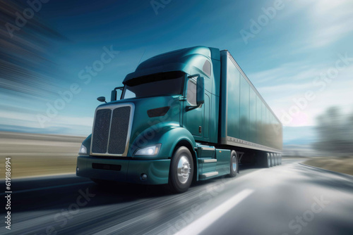 High-Velocity Trucking Adventure. Generative AI © AIproduction