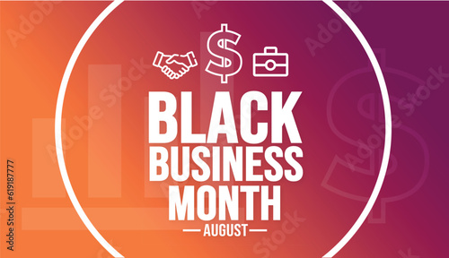 August is National Black Business Month background template. Holiday concept. background, banner, placard, card, and poster design template with ribbon, text inscription and standard color. vector.