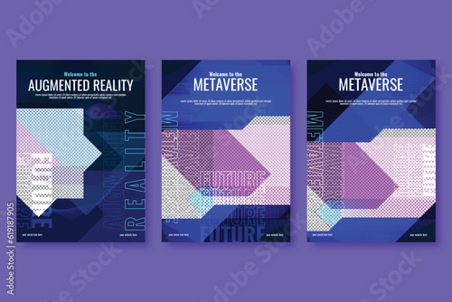 abstract creative horizontal vertical modern introduction of neon augmented reality metaverse poster design