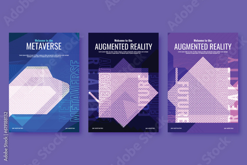 abstract horizontal vertical futuristic technology augmented reality flyer design template