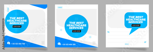 Healthcare social media post for hospital clinic promotion web banners Set
