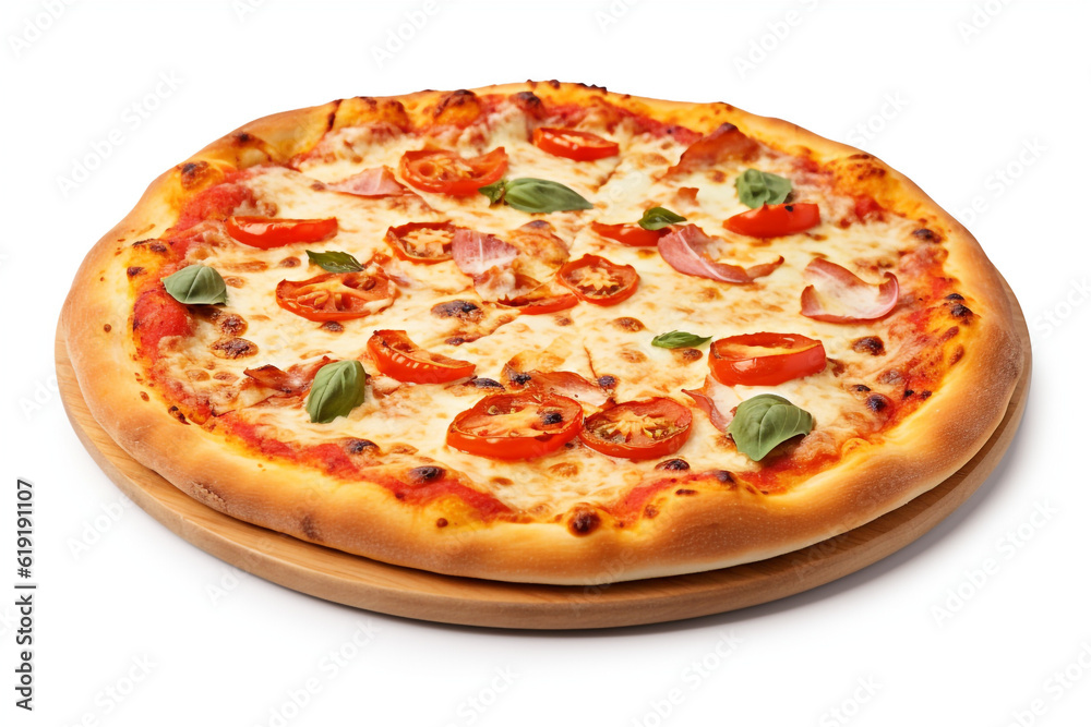 Pepperoni pizza on a white background. High quality photo