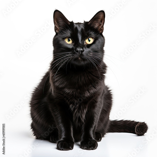 A straight face of a black cat used as a decoration on Black Cat Appreciation Day,ai generative.