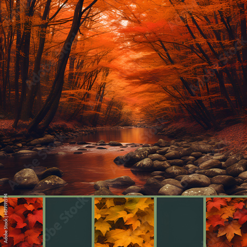 Generative AI illustrations, Colorful autum . High quality photo