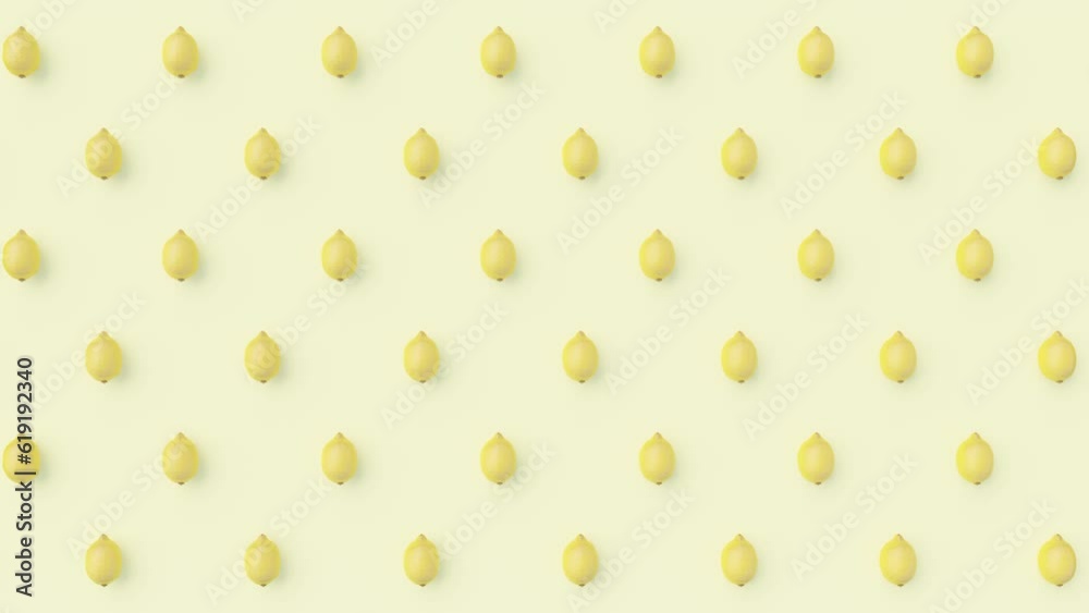 Lemons roll on a simple colored background with a seamless loop.