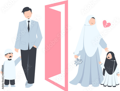 Divorce Muslim couple, divorce concept Illustration 