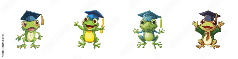 Cartoon frog graduating. Vector illustration. Cartoon frog graduating. Vector illustration.