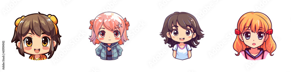 Anime kid girl. Cartoon vector illustration. Anime kid girl. Cartoon vector illustration.