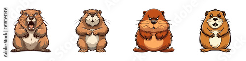 Cartoon angry beaver. Vector illustration.