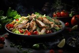 Chicken salad with fresh vegetables, generative ai