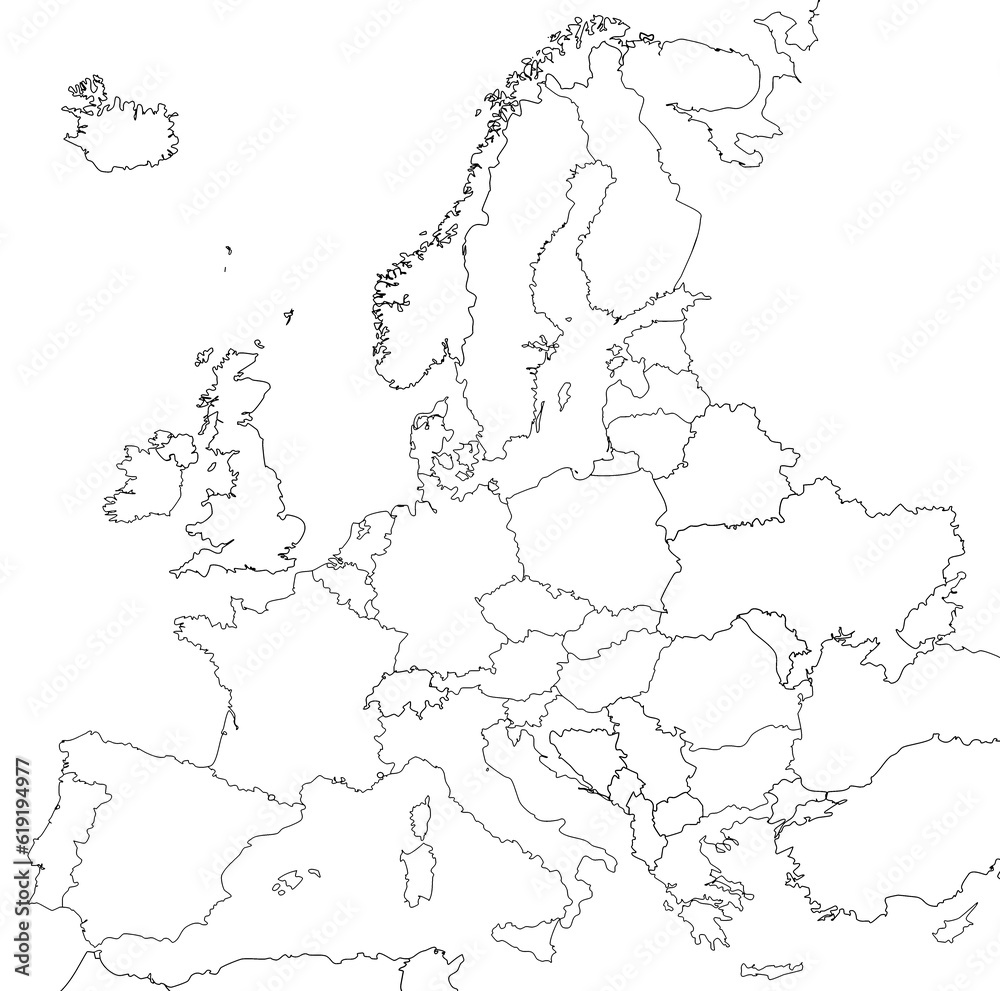 Map of Europe in white