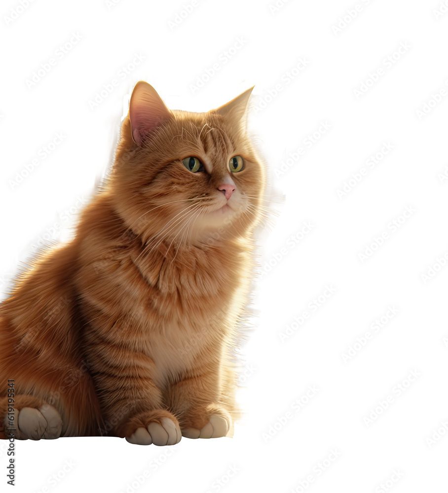 cute yellow cat isolated on white background