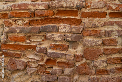 Stone Wall Texture Background. Old Horizontal Wall Wall With Orange Bricks