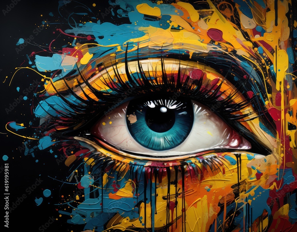 Colorful graffiti eye.