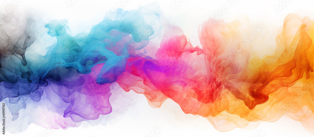 Multi-coloured abstract painted art on white background 