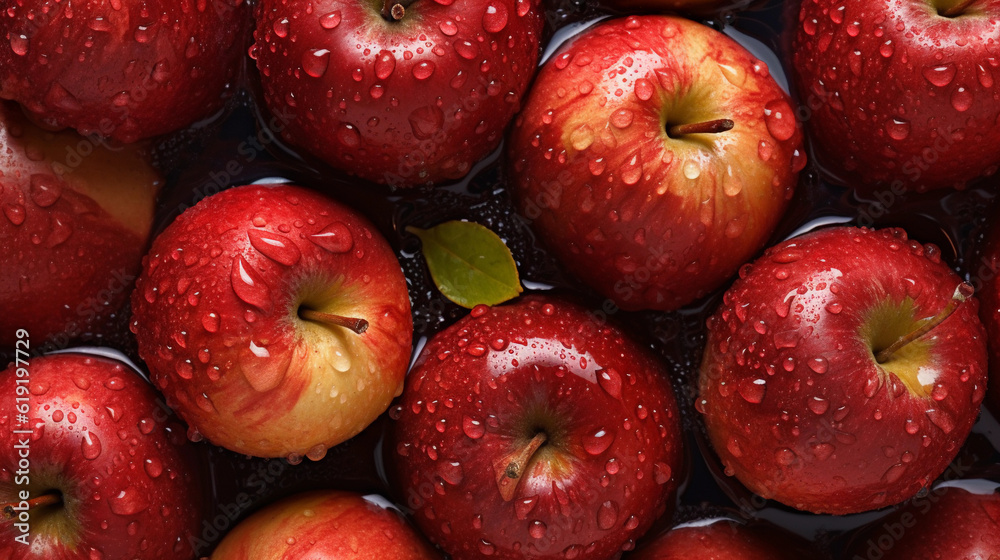 Red apples on a dark background Red apples on a dark background