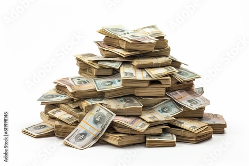Pile with India money, isolated on white background,Generative AI 