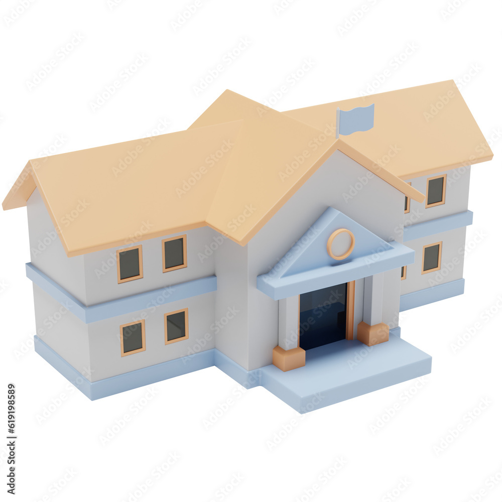 3d illustration of school building with high quality render 3d illustration of school building with high quality render
