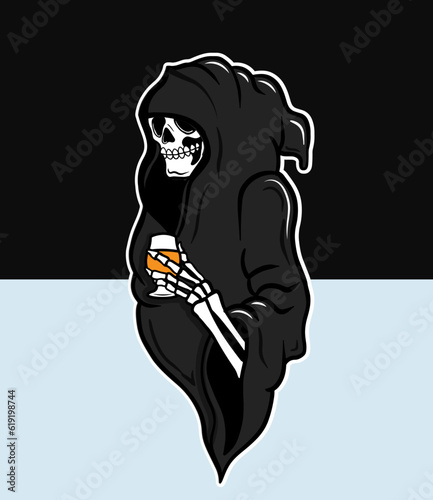 Reaper Skull with Beer Glass