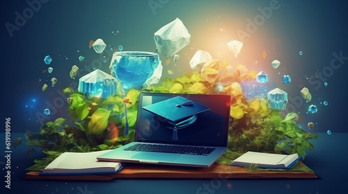 online degree, e-learning education concept, learning online with university diploma, internet education