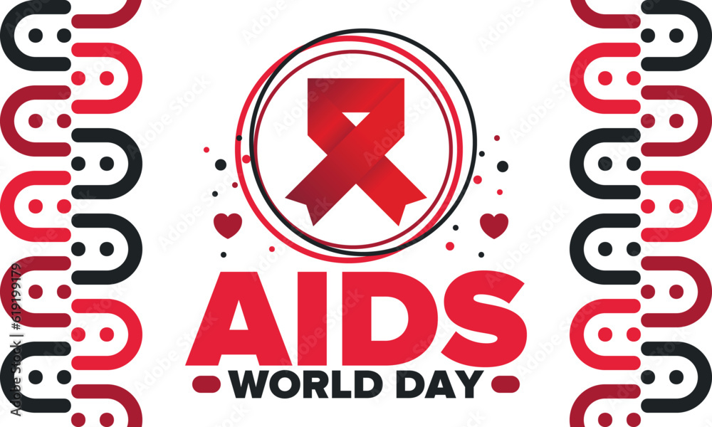 World Aids Day. Red ribbon symbol. Awareness and prevention hiv. Medical healthcare concept. Human support and protection. Celebrated annual in December 1. Poster, banner and background. Vector World Aids Day. Red ribbon symbol. Awareness and prevention hiv. Medical healthcare concept. Human support and protection. Celebrated annual in December 1. Poster, banner and background. Vector