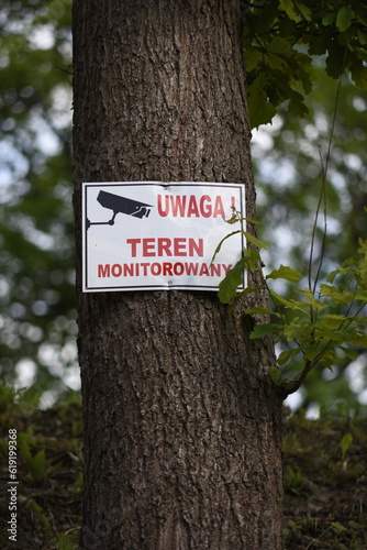 Oznaczenie , niebezpieczeństwo , drzewo ,monitoring © Michal