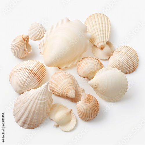 Maritime seashells isolated on white background