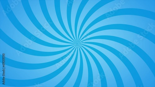 Abstract animation loop background spiral lines rotate in blue cartoon comic style.