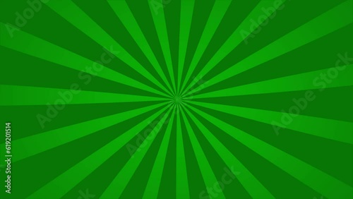 Abstract animation loop background radial lines rotate in green cartoon comic style.