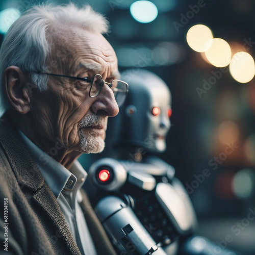 Old man and a robot