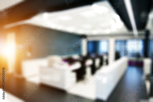 Blurred business background  MODERN DEFOCUSED INTERIOR WITH CITY LIGHTS REFLECTIONS