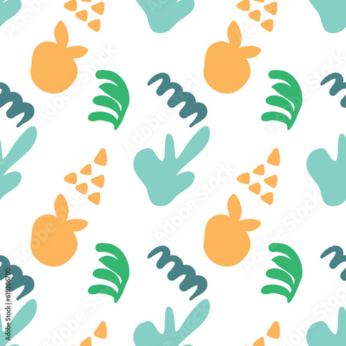 Seamless abstraction, colorful shapes and doodle objects. Abstract contemporary modern trendy vector illustration. All elements are isolated