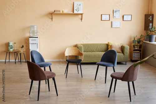 Horizontal image of empty room with armchairs for patients for psychotherapy © Seventyfour