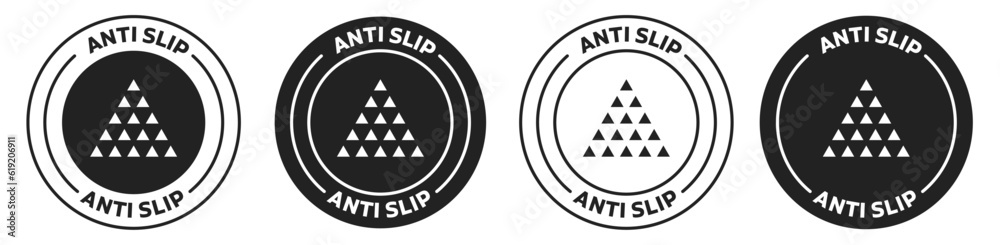 Anti slip icon set. Non slippery texture symbol. Antislip prevention