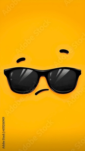 Obraz na płótnie illustration of crooked face wearing sunglasses while scowling w salonie