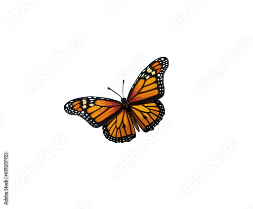 Vector illustration of a butterfly in yellow on a white background