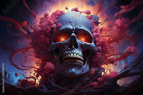skull in fire