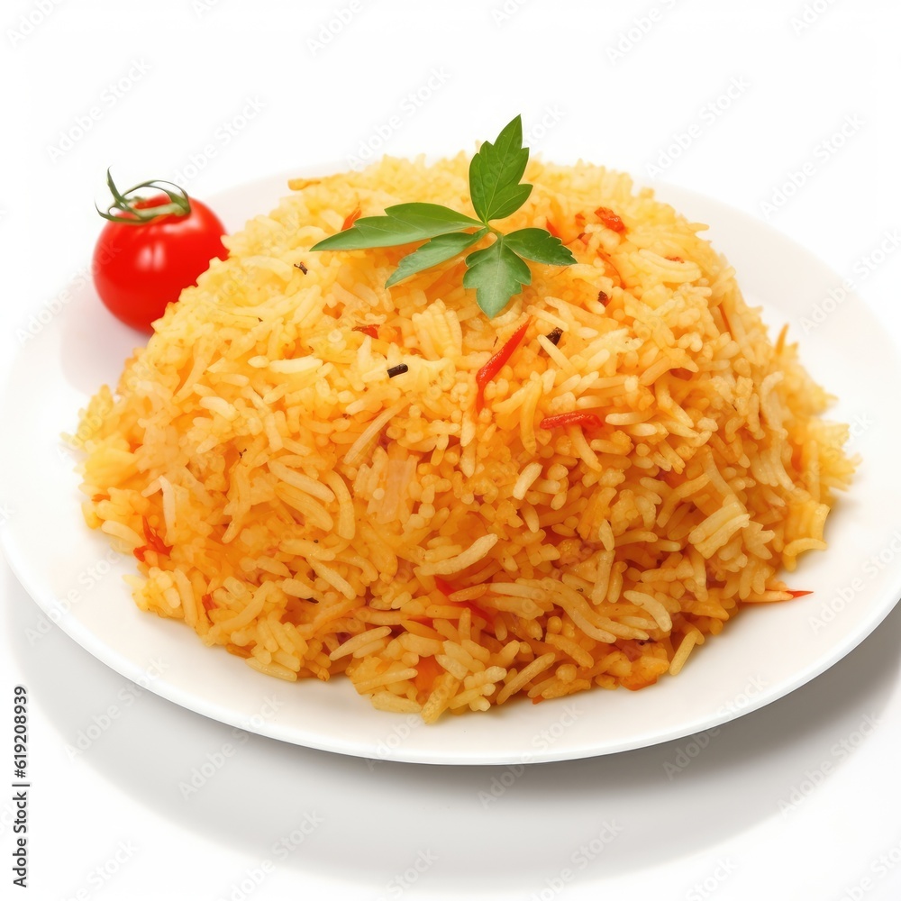 Fried Rice isolated on white (generative AI)