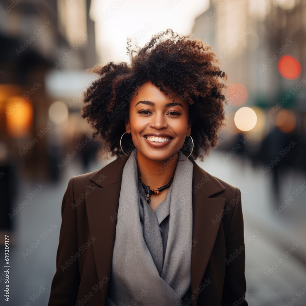 Smiling elegant attractive black businesswoman looking at the camera Smiling elegant attractive black businesswoman looking at the camera