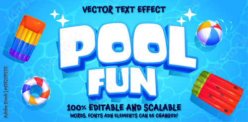 Editable text style effect - retro summer pool text in grunge style theme