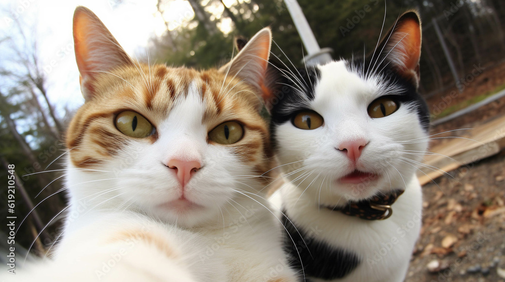 Cats Taking a selfie. Generative AI