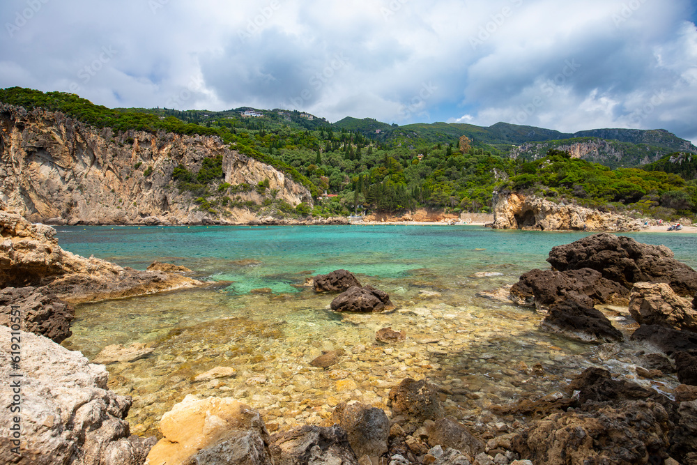 Krajobraz morski, wypoczynek i zwiedzanie greckiej wyspy Korfu - obrazy, fototapety, plakaty 