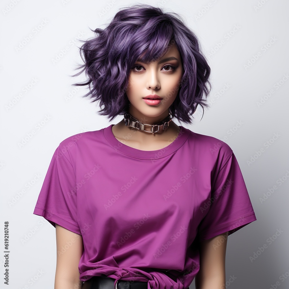 Illustration of a fashion portrait with plain t-shirt mockup , AI Generated Illustration of a fashion portrait with plain t-shirt mockup , AI Generated