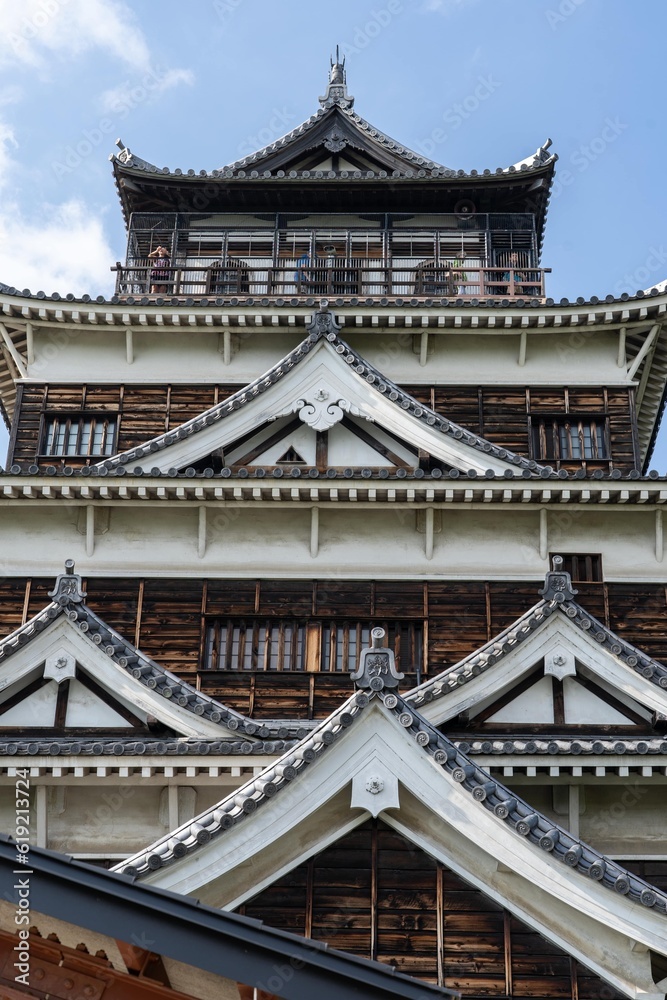 Hiroshima castle in Japan, traditional Japanese architecture Hiroshima castle in Japan, traditional Japanese architecture