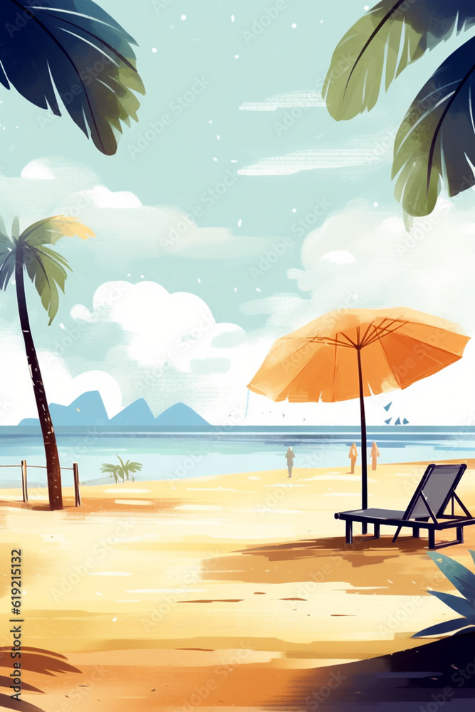 beach with umbrella